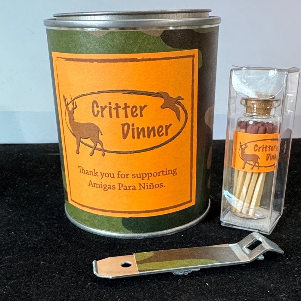 Critter Dinner Candle Gift Set with Opener. Grapefruit scented candle